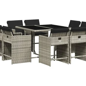 Celina 9-delige Tuinset met kussens poly rattan lichtgrijs Celina 9-delige Tuinset met kussens poly rattan lichtgrijs