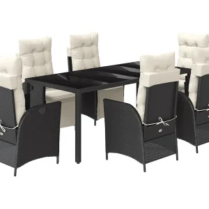 Chris David 7-delige Tuinset met kussens poly rattan zwart Chris David 7-delige Tuinset met kussens poly rattan zwart