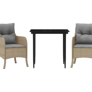 Denison 3-delige Tuinset met kussens poly rattan beige Denison 3-delige Tuinset met kussens poly rattan beige