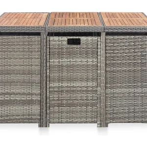 Claire-Étienne 11-delige Tuinset poly rattan en acaciahout antraciet Claire-Étienne 11-delige Tuinset poly rattan en acaciahout antraciet
