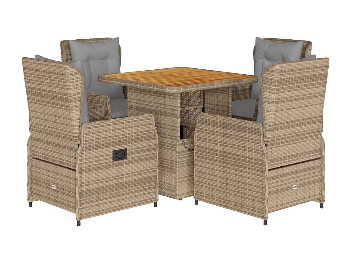 Coleville 5-delige Tuinset met kussens poly rattan beige