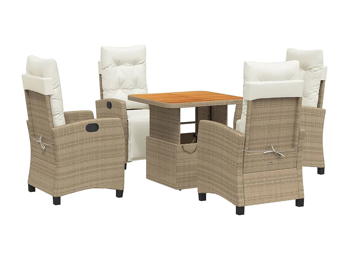 Brazil 5-delige Tuinset met kussens poly rattan beige