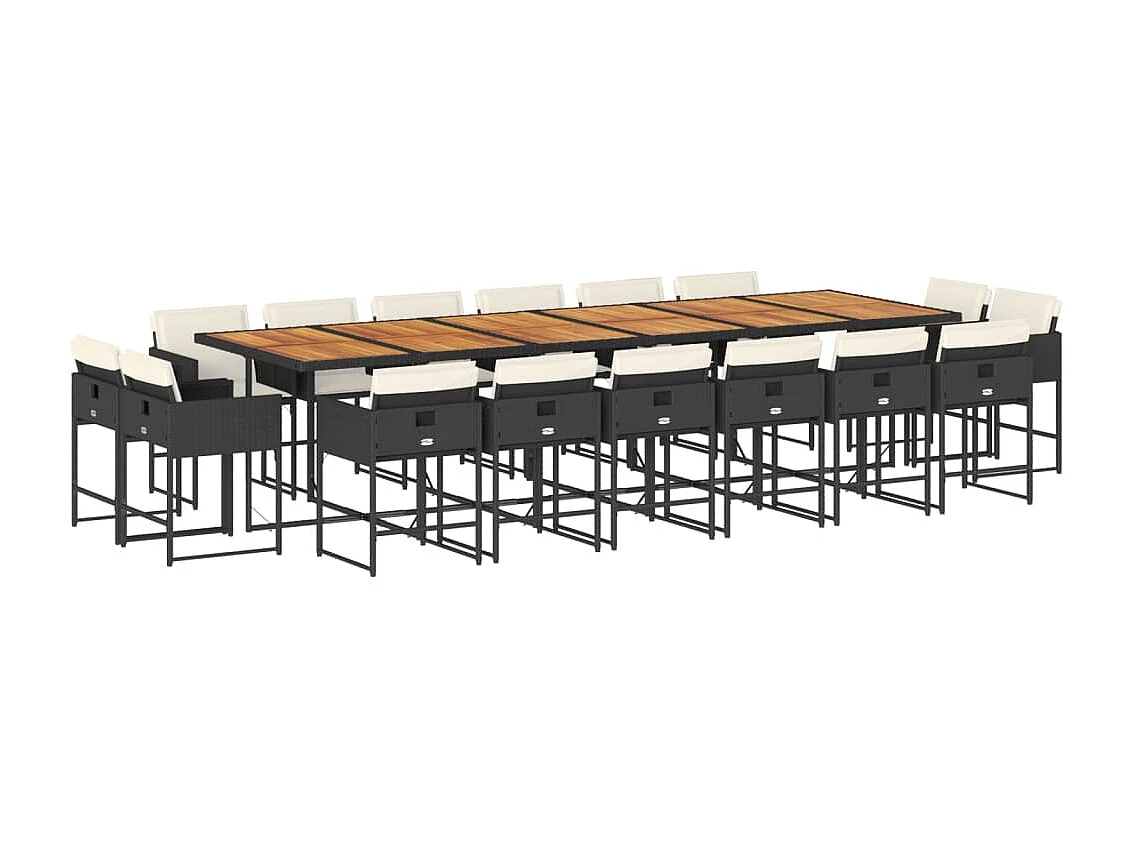 Brienne 17-delige Tuinset met kussens poly rattan zwart