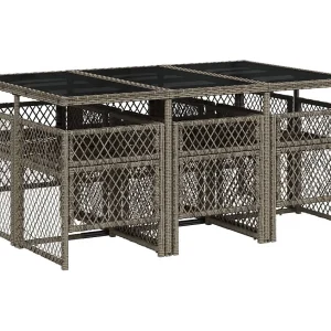 Connersville  7-delige Tuinset met kussens poly rattan grijs