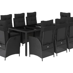 Chattanooga  9-delige Tuinset poly rattan zwart