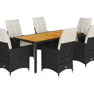Carlisle  7-delige Tuinset met kussens poly rattan zwart