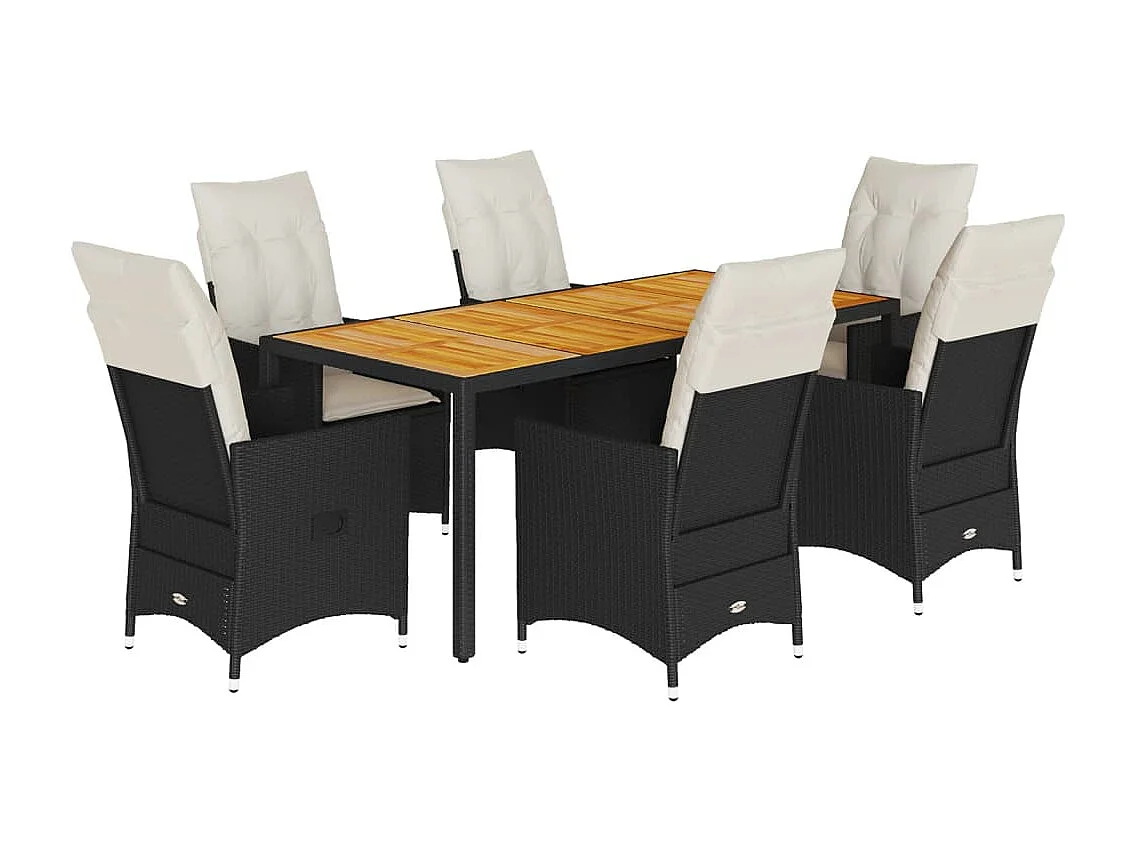 Carlisle 7-delige Tuinset met kussens poly rattan zwart