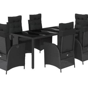 Chattanooga  7-delige Tuinset met kussens poly rattan zwart