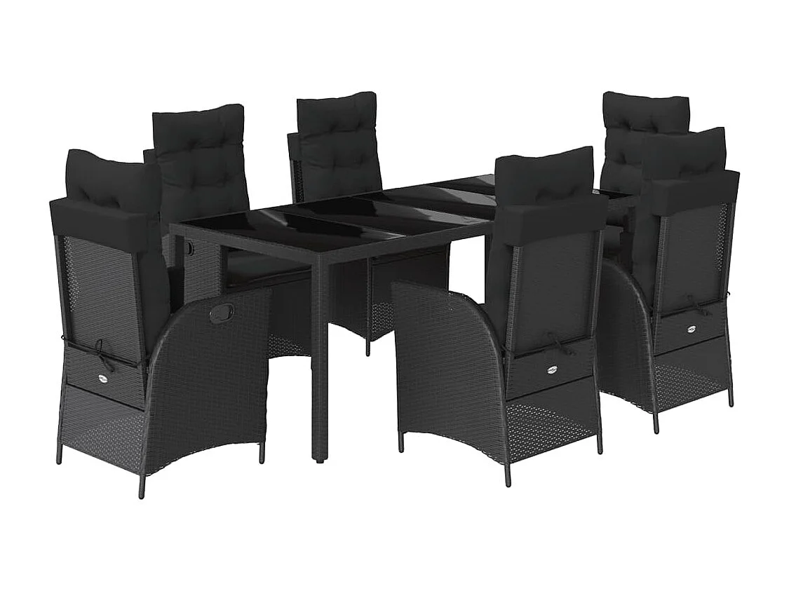 Chattanooga 7-delige Tuinset met kussens poly rattan zwart