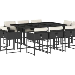 Brienne  11-delige Tuinset met kussens poly rattan zwart