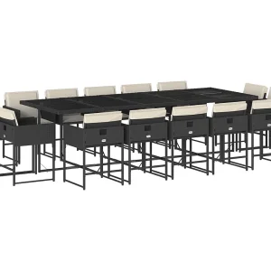 Brienne  15-delige Tuinset met kussens poly rattan zwart
