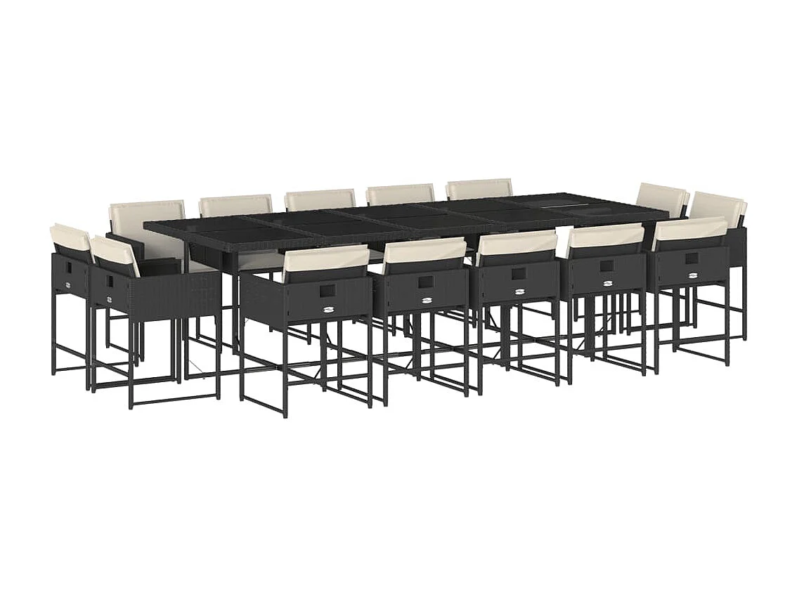 Brienne 15-delige Tuinset met kussens poly rattan zwart
