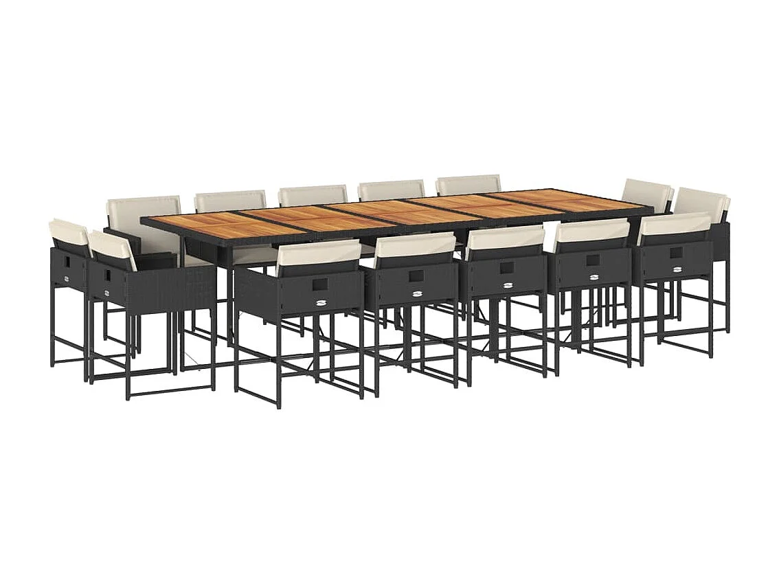 Brienne 15-delige Tuinset met kussens poly rattan zwart