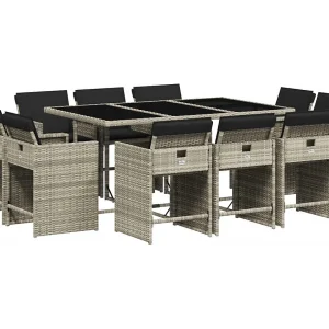 Celina 11-delige Tuinset met kussens poly rattan lichtgrijs Celina 11-delige Tuinset met kussens poly rattan lichtgrijs