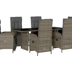 Coon Rapids  7-delige Tuinset met kussens poly rattan grijs