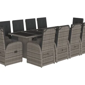 Central Valley 11-delige Tuinset met kussens poly rattan grijs Central Valley 11-delige Tuinset met kussens poly rattan grijs