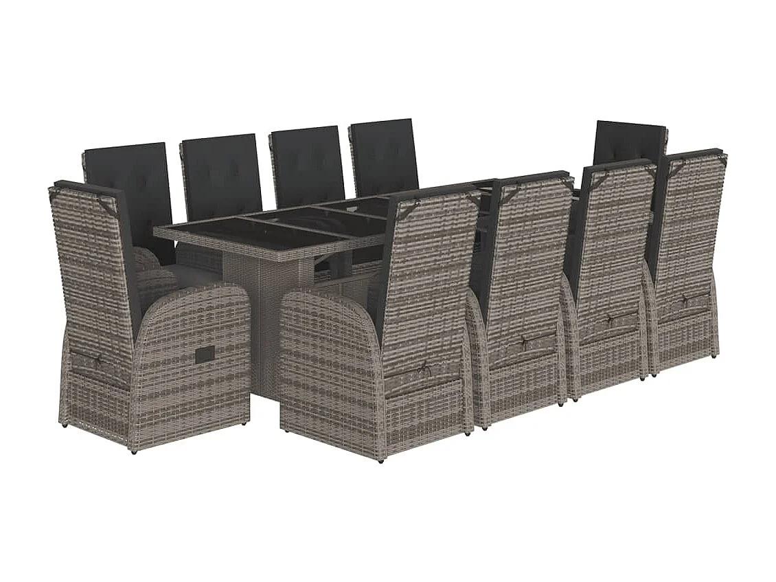 Central Valley 11-delige Tuinset met kussens poly rattan grijs