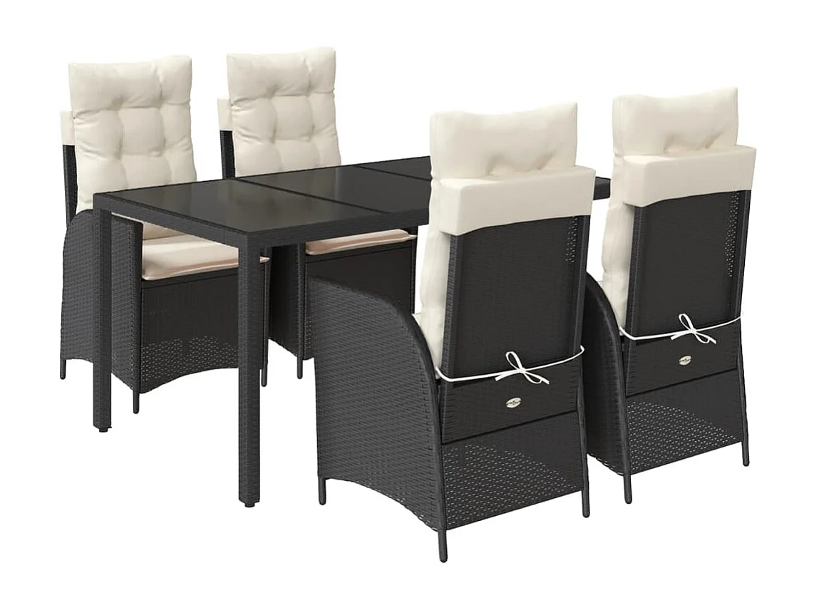 Chattanooga 5-delige Tuinset met kussens poly rattan zwart