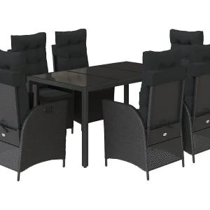 Chris David 7-delige Tuinset met kussens poly rattan zwart Chris David 7-delige Tuinset met kussens poly rattan zwart