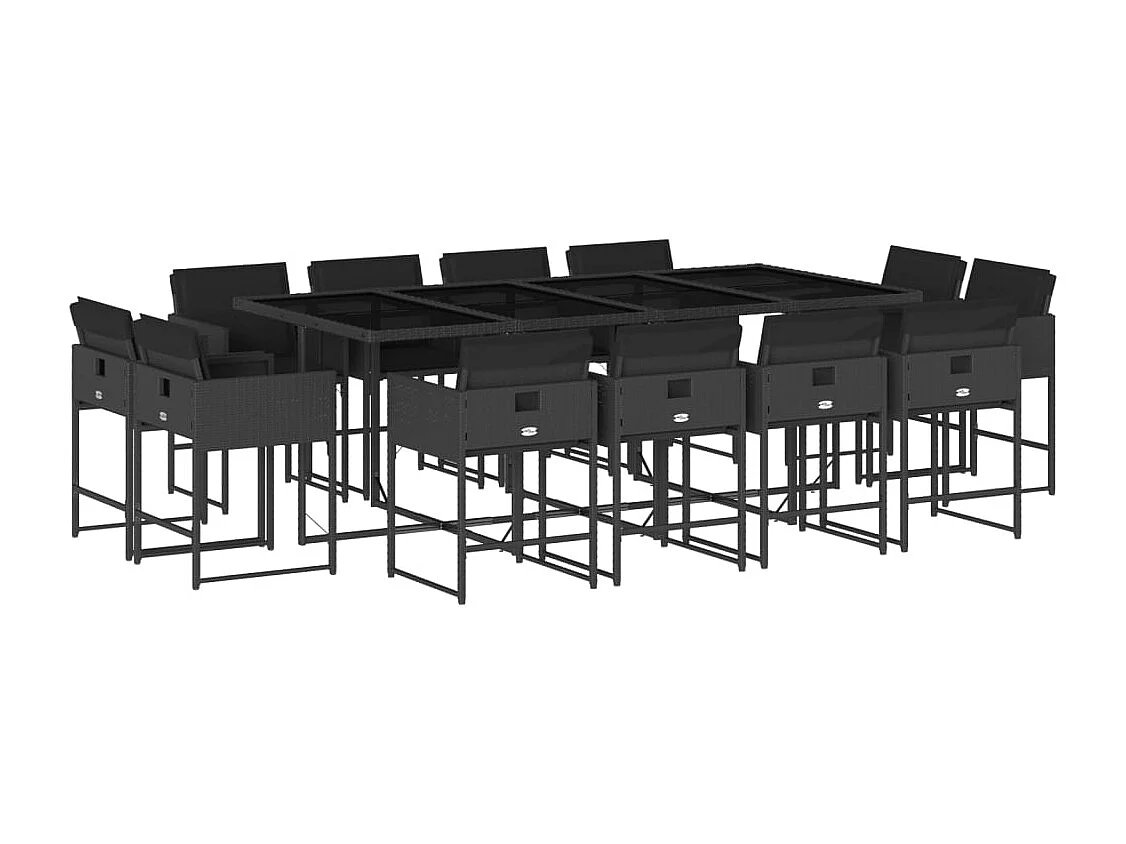 Brienne 13-delige Tuinset met kussens poly rattan zwart