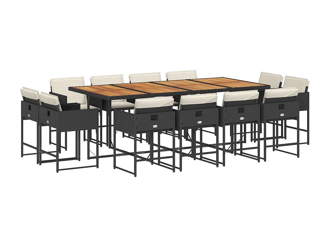 Brienne 13-delige Tuinset met kussens poly rattan zwart