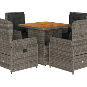 Coleville  5-delige Tuinset met kussens poly rattan grijs