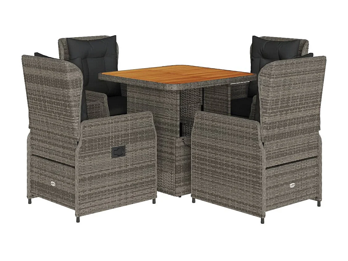 Coleville 5-delige Tuinset met kussens poly rattan grijs