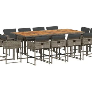 Brienne  13-delige Tuinset met kussens poly rattan grijs