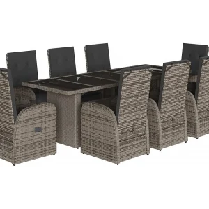 Central Valley 9-delige Tuinset met kussens poly rattan grijs Central Valley 9-delige Tuinset met kussens poly rattan grijs
