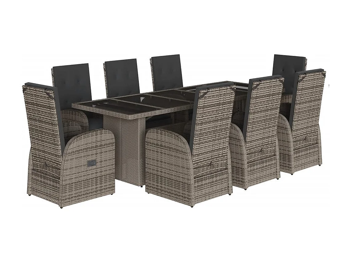 Central Valley 9-delige Tuinset met kussens poly rattan grijs