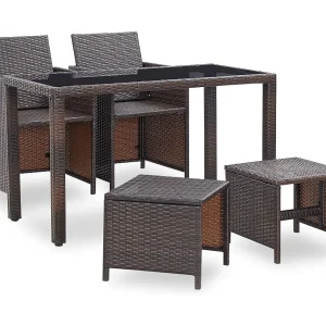 Chenoa 5-delige Tuinset met kussens poly rattan bruin Chenoa 5-delige Tuinset met kussens poly rattan bruin