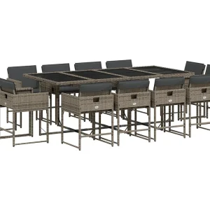 Brienne  13-delige Tuinset met kussens poly rattan grijs