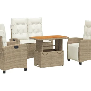 Brazil 4-delige Tuinset met kussens poly rattan beige Brazil 4-delige Tuinset met kussens poly rattan beige