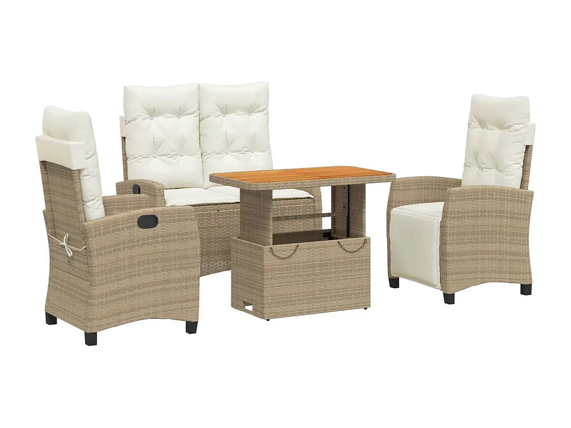 Brazil 4-delige Tuinset met kussens poly rattan beige