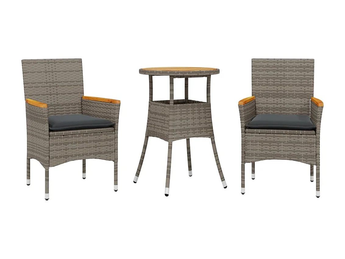 Butler 3-delige Tuinset met kussens poly rattan en acaciahout grijs