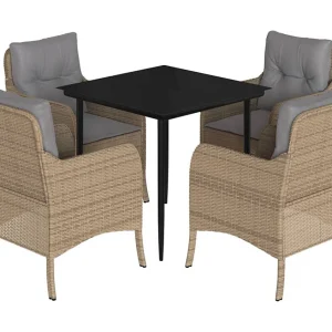 Denison 5-delige Tuinset met kussens poly rattan beige Denison 5-delige Tuinset met kussens poly rattan beige