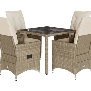 Colonial Pine Hills  5-delige Tuinset met kussens poly rattan beige