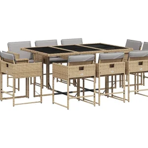 Brienne  11-delige Tuinset met kussens poly rattan gemengd beige