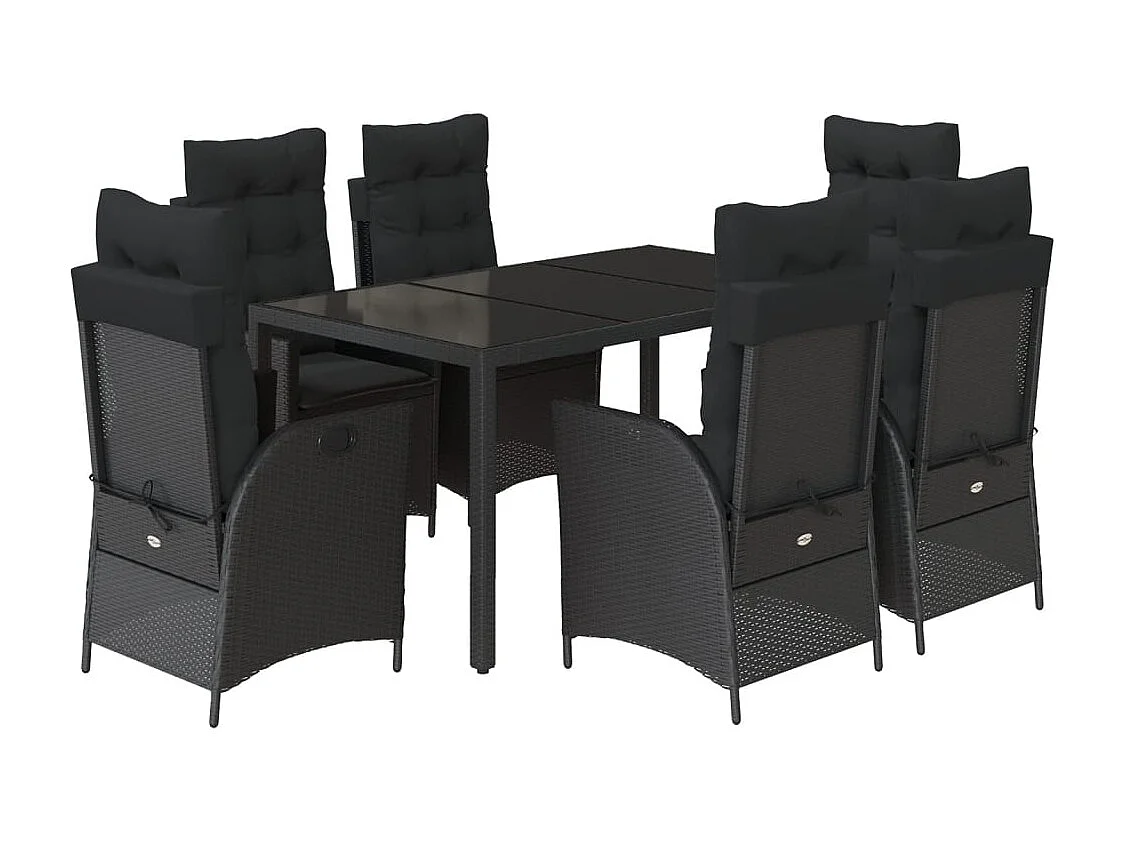 Chattanooga 7-delige Tuinset met kussens poly rattan zwart