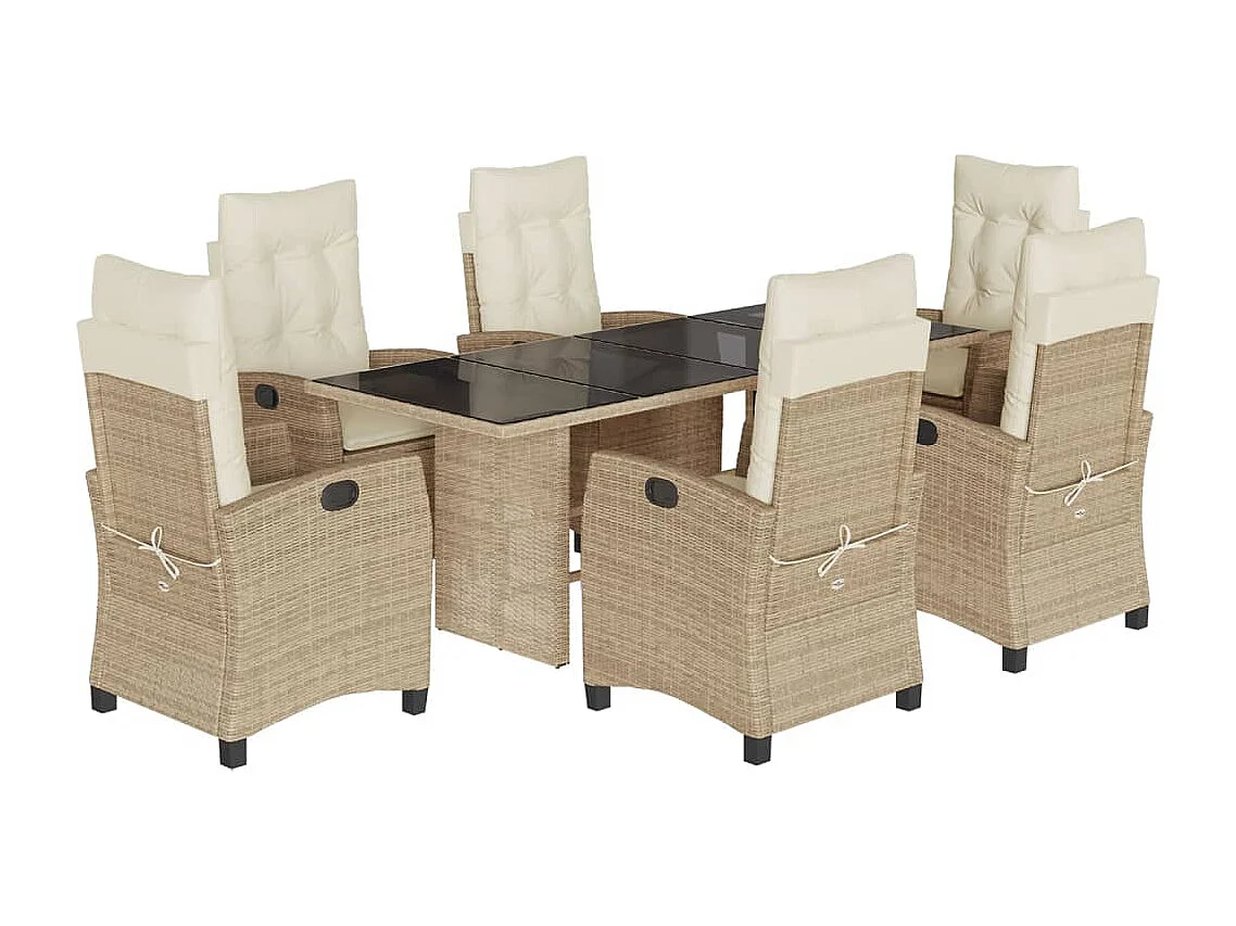 Bryndra 7-delige Tuinset met kussens poly rattan beige