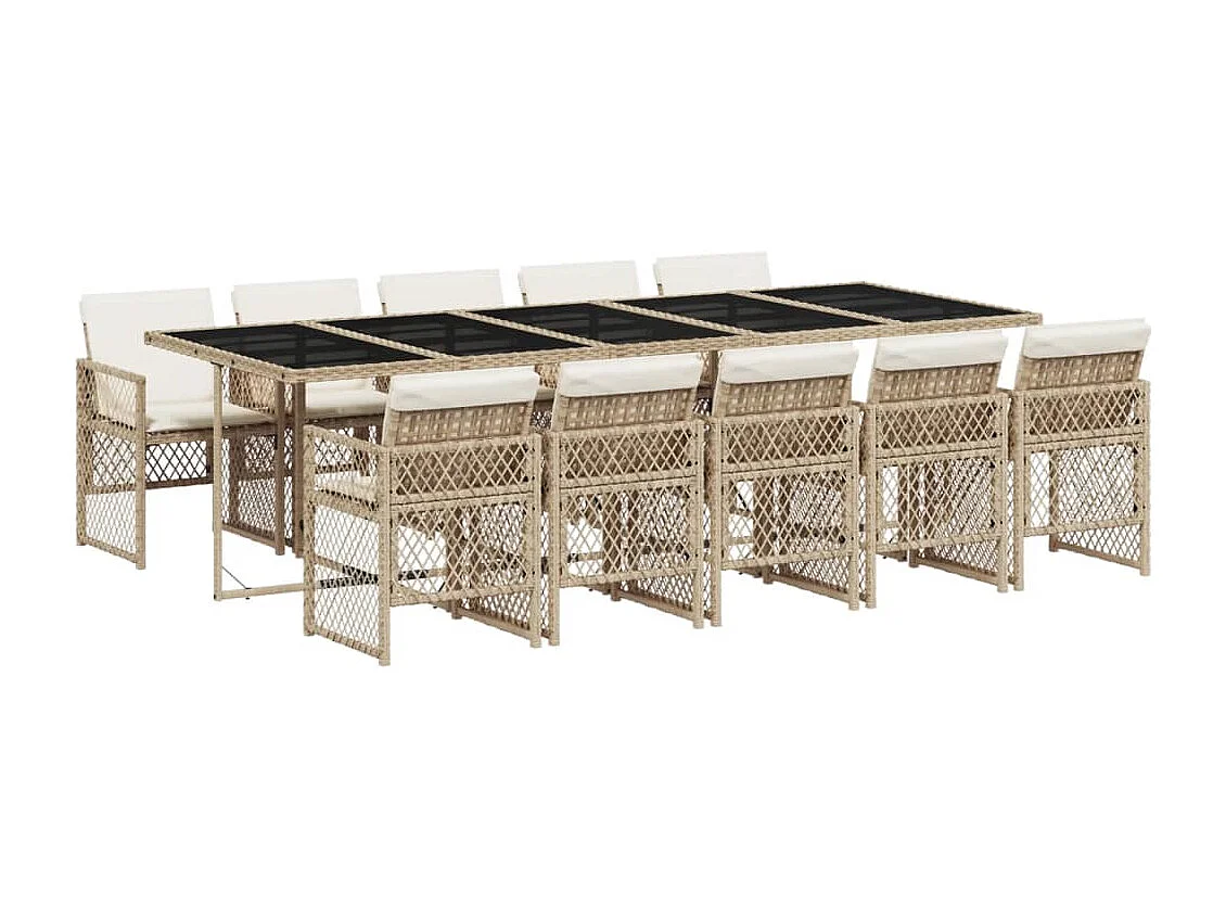 Connersville 11-delige Tuinset met kussens poly rattan beige