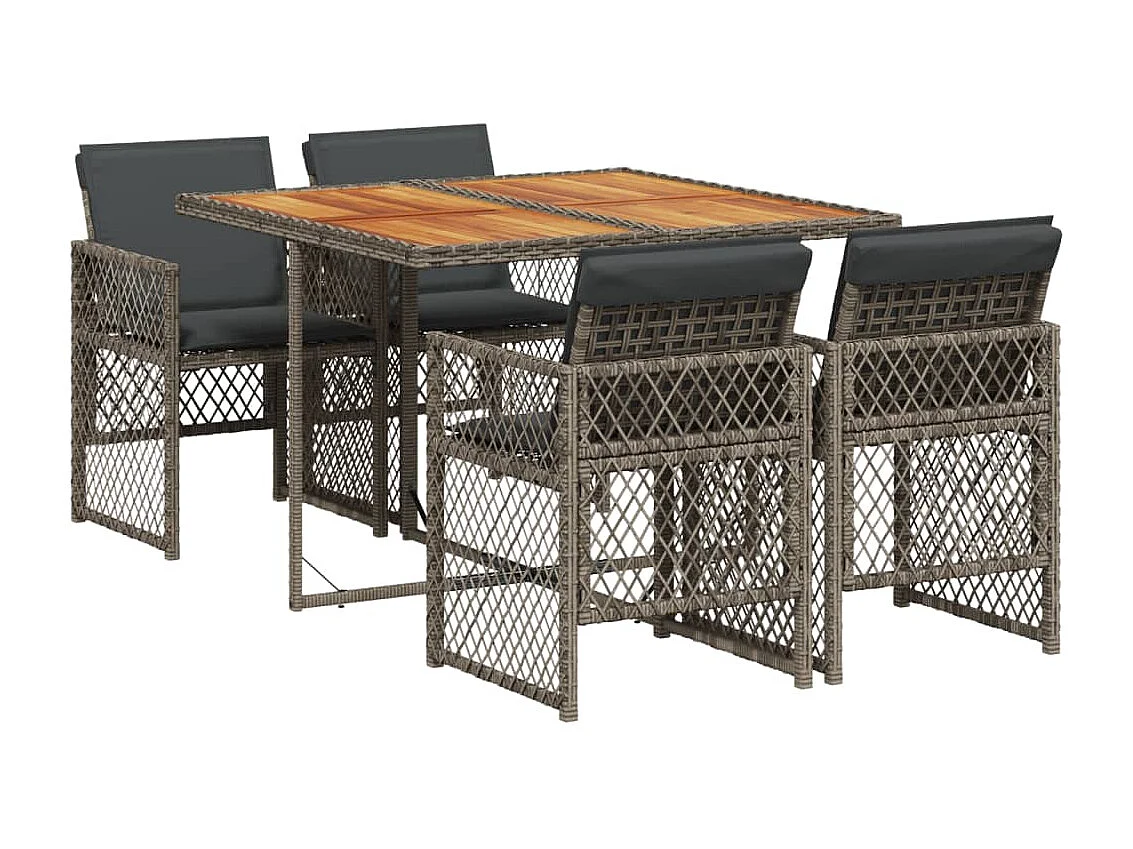 Connersville 5-delige Tuinset met kussens poly rattan grijs