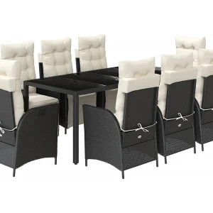 Chris David 9-delige Tuinset poly rattan zwart Chris David 9-delige Tuinset poly rattan zwart