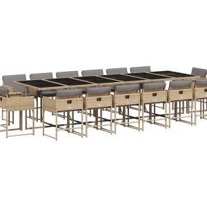 Brienne  17-delige Tuinset met kussens poly rattan gemengd beige