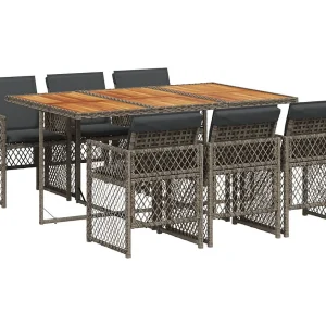 Connersville  7-delige Tuinset met kussens poly rattan grijs