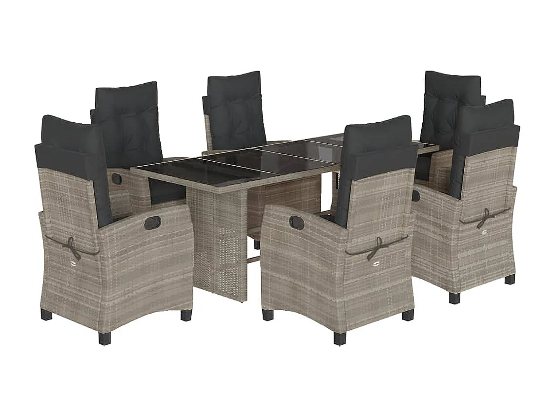 Bryndra 7-delige Tuinset met kussens poly rattan grijs