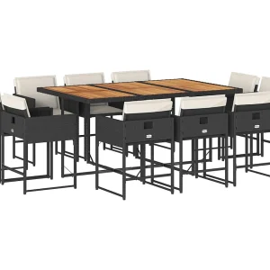 Brienne  11-delige Tuinset met kussens poly rattan zwart