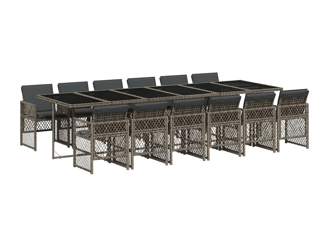 Connersville 13-delige Tuinset met kussens poly rattan grijs