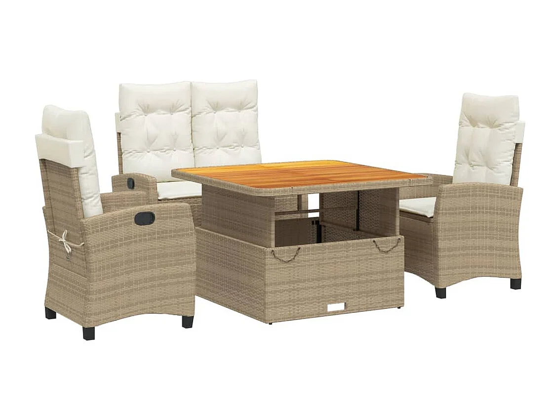 Brazil 4-delige Tuinset met kussens poly rattan beige
