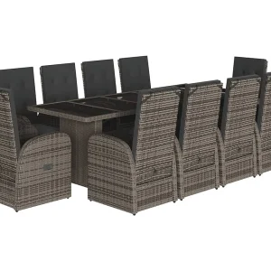 Central Valley 11-delige Tuinset met kussens poly rattan grijs Central Valley 11-delige Tuinset met kussens poly rattan grijs